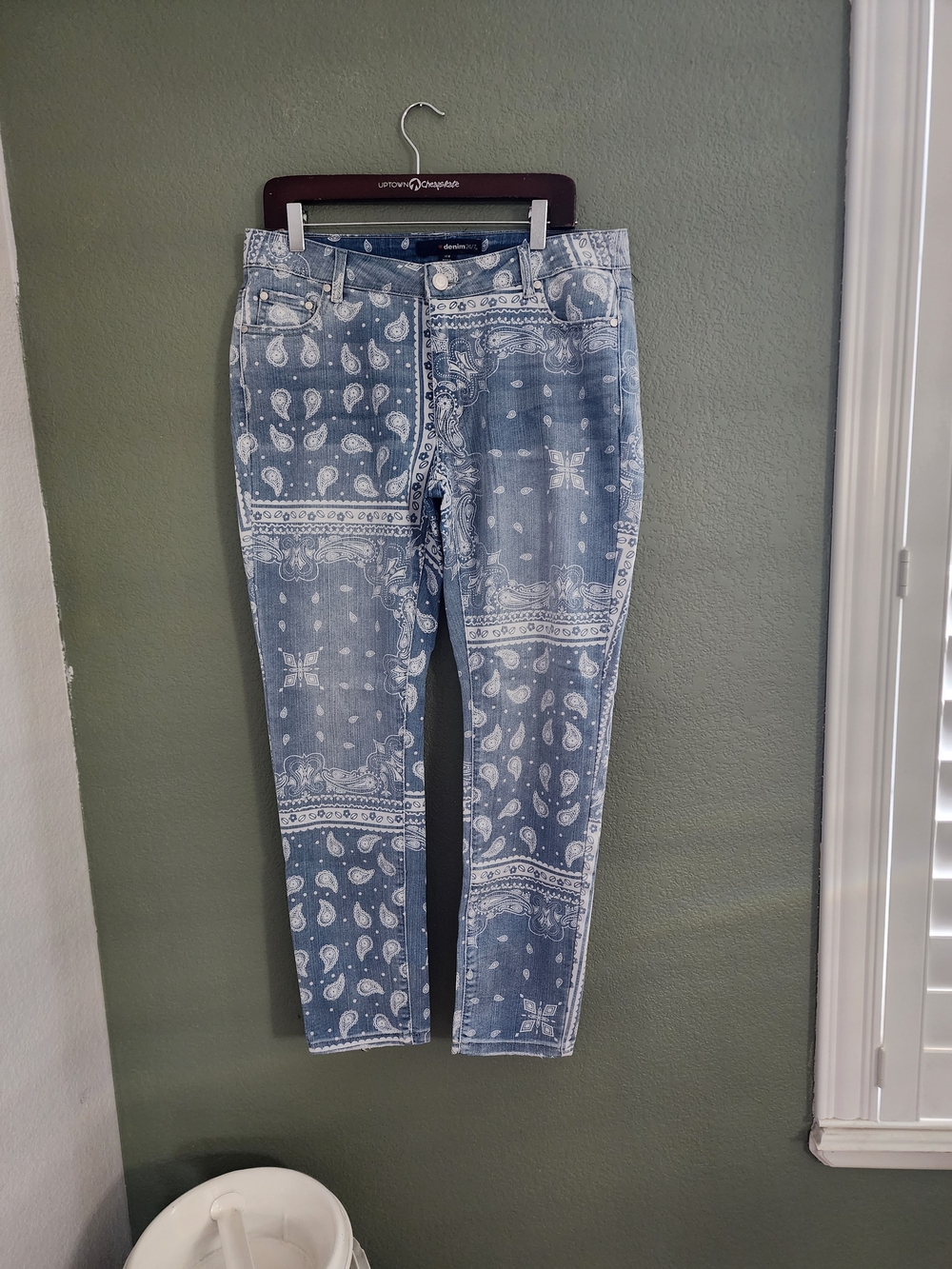Denim 24/7 Blue and White Bandana Print Jeans